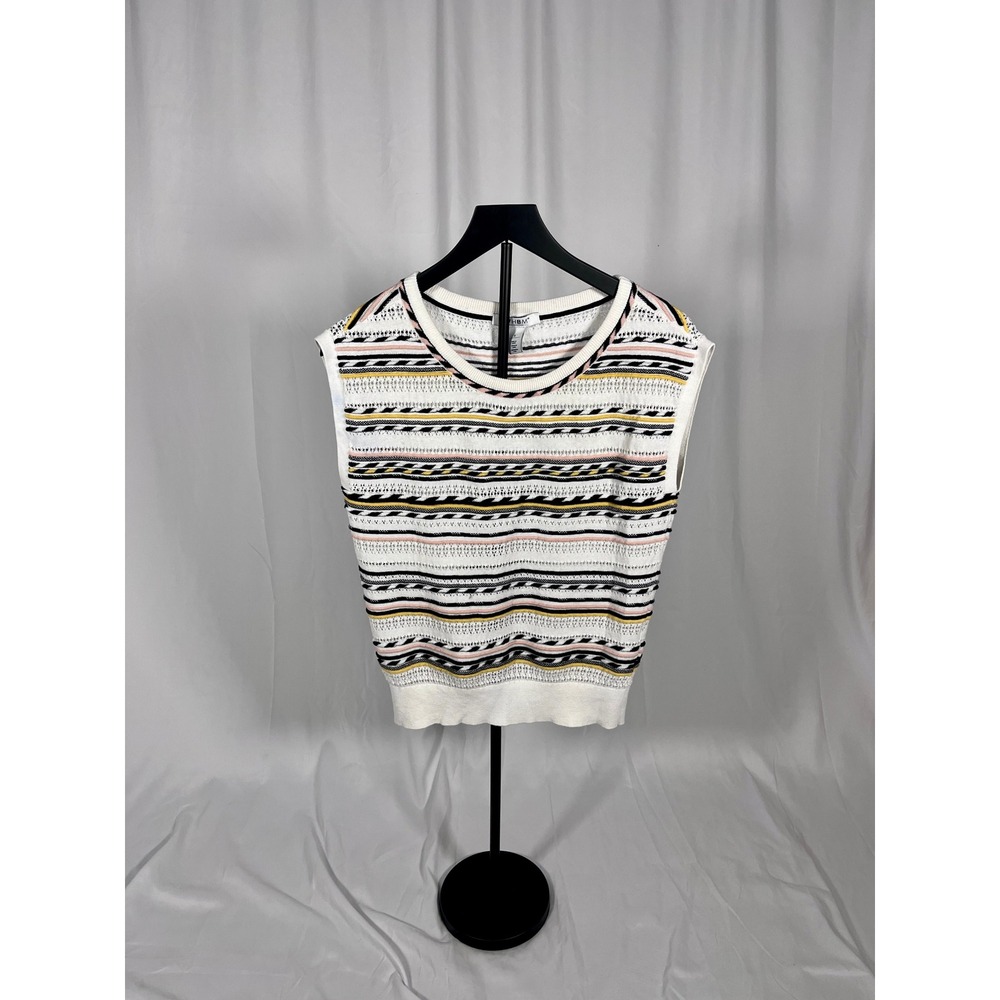 White House Black Market Striped Open Knit Sweater Top Size Small